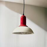 1980s Vintage Hanging Lamp by Imago Italy - Red and White Ceramic- New Old Stock.