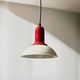 1980s Vintage Hanging Lamp by Imago Italy - Red and White Ceramic- New Old Stock.