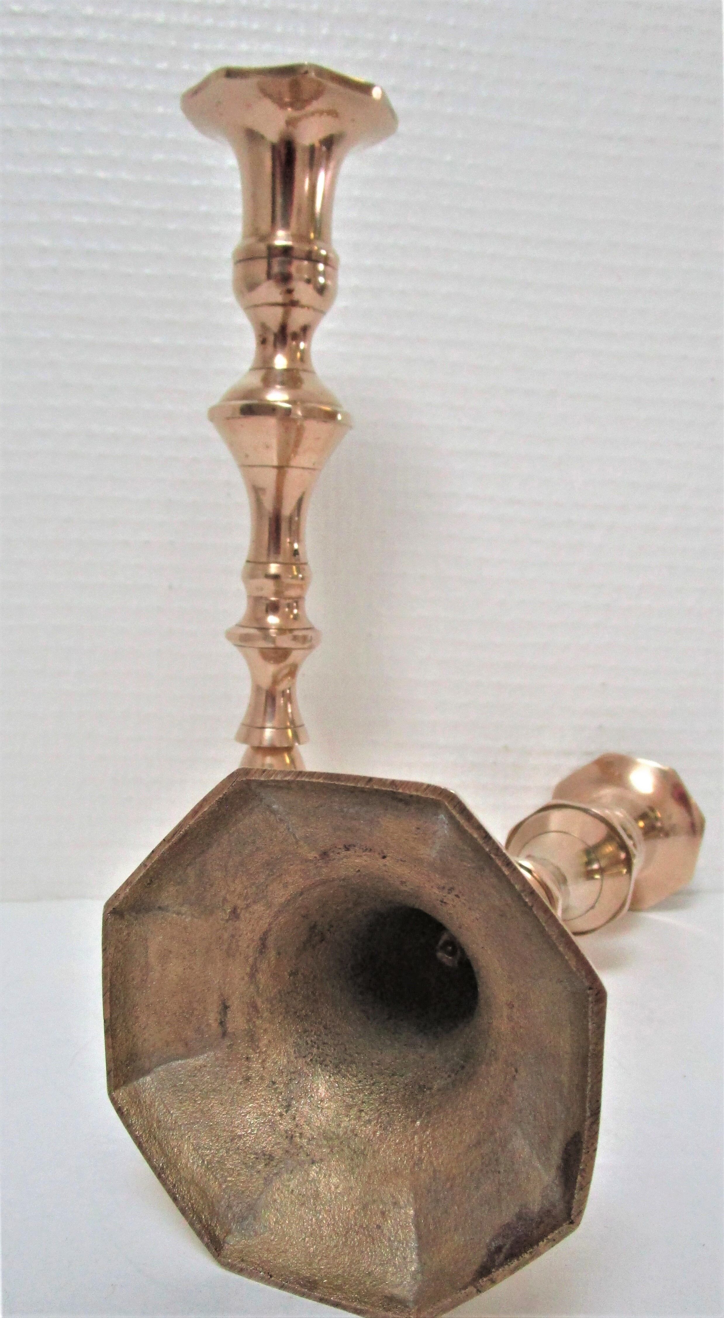 Pair of neo classic solid brass candle holders 60s