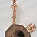 Paire de bougeoirs laiton massif néo classiques années 60