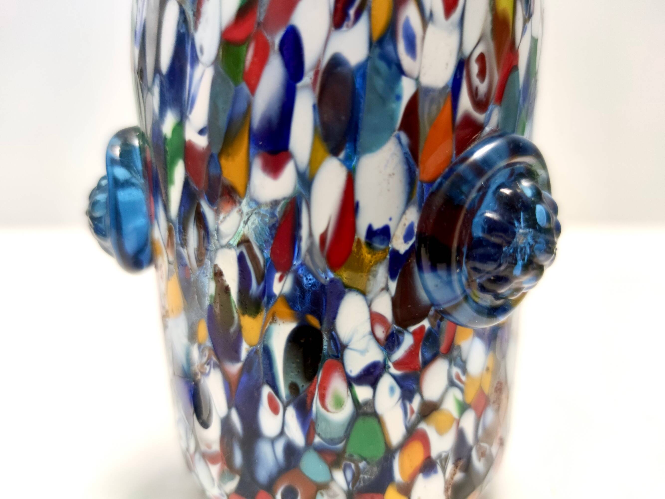 Blue Murano Glass Vase Attributed to Fratelli Toso with Murrines, Italy