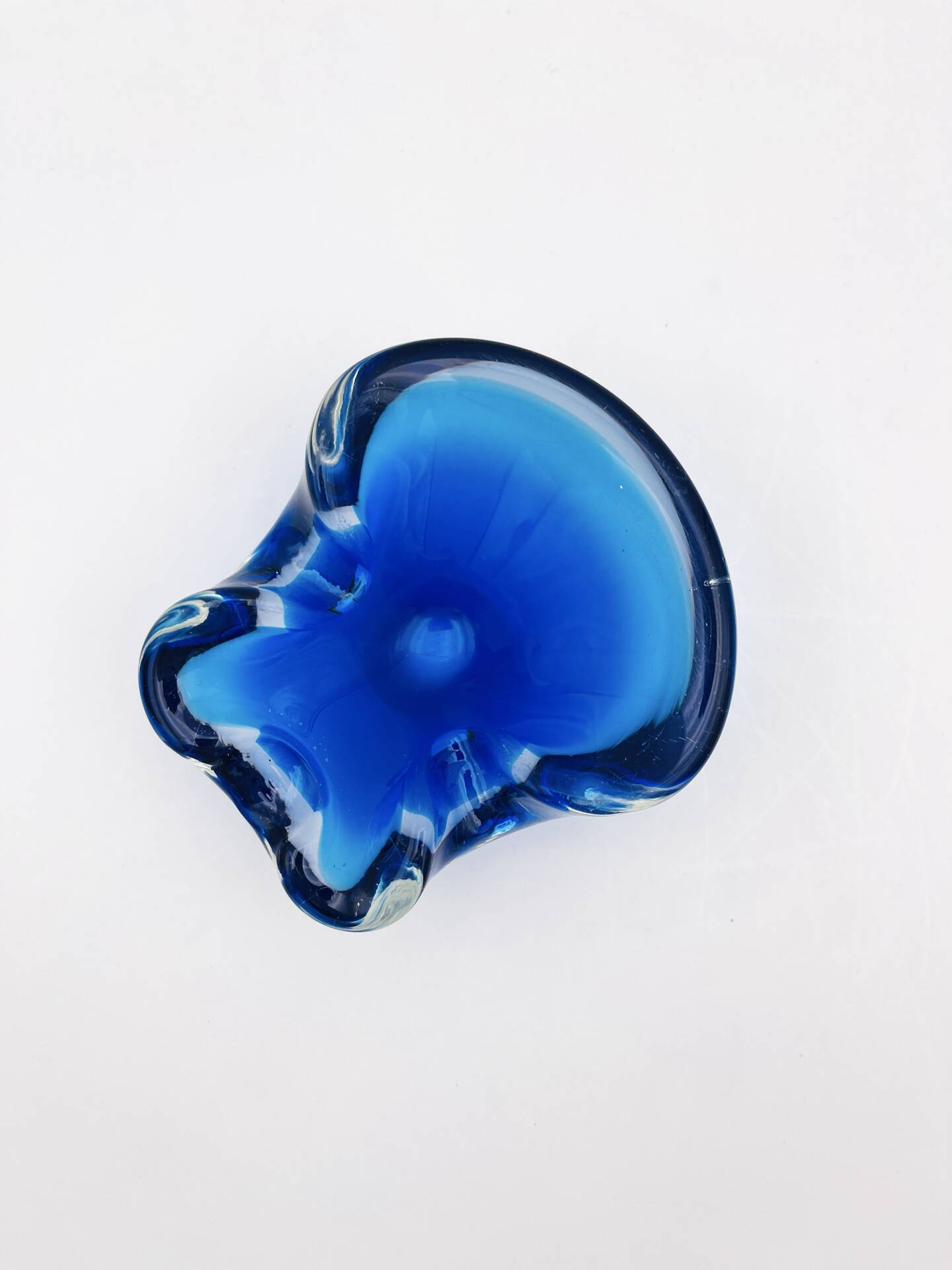 Vide-Poche Murano Sommerso Dégradé Bleu Polylobé 12cm 512g Design