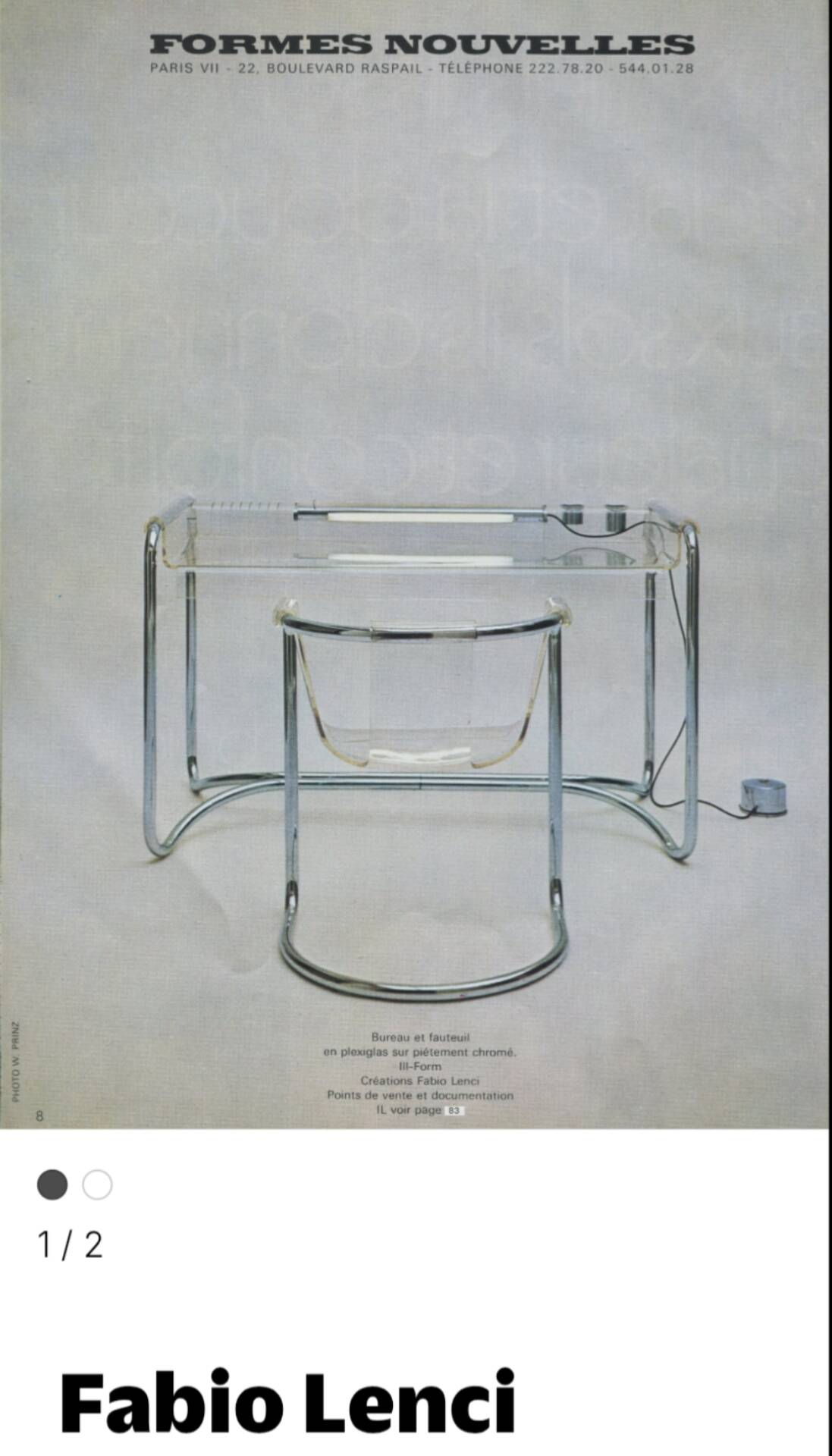 Rare Bureau  et fauteuil ''IIIForm'' Fabio Lenci ,Formes Nouvelles 70'