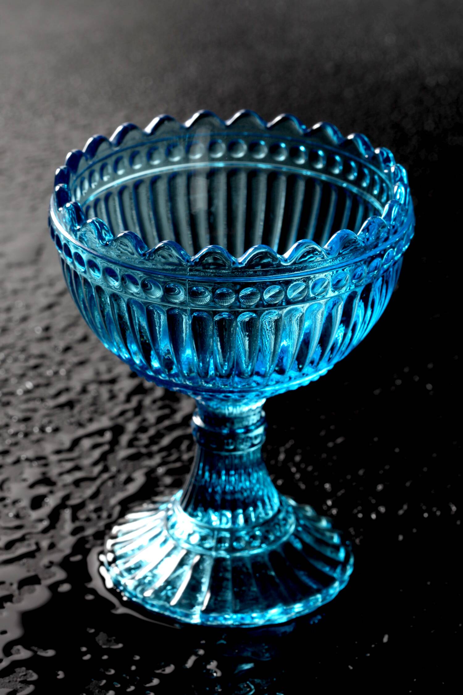 Vintage Iittala Marimekko Aqua Blue Pedestal Bowl - Finnish Design