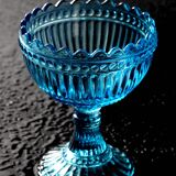 Vintage Iittala Marimekko Aqua Blue Pedestal Bowl - Finnish Design