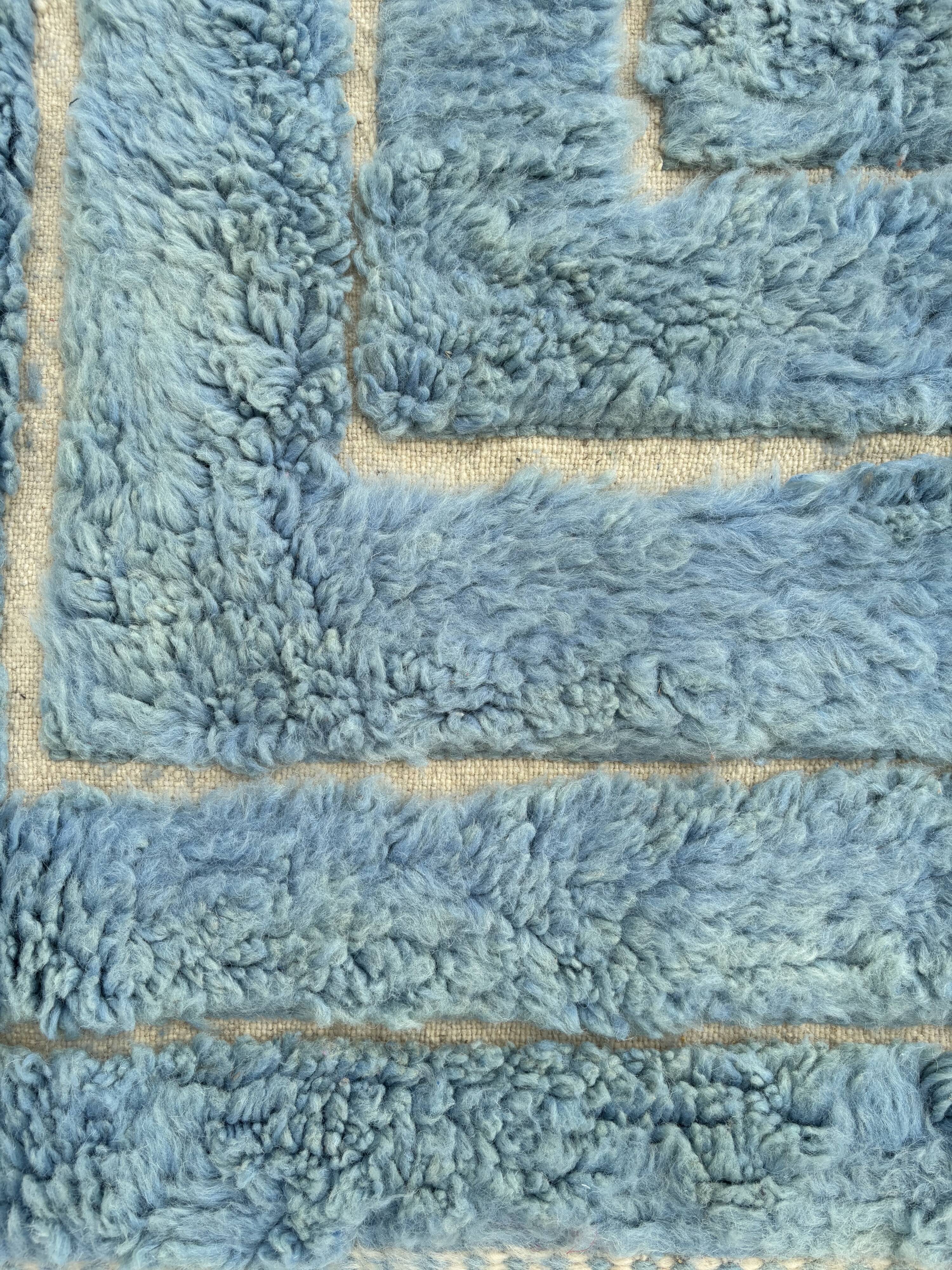 Berber Moroccan Mrirt blue wool rug