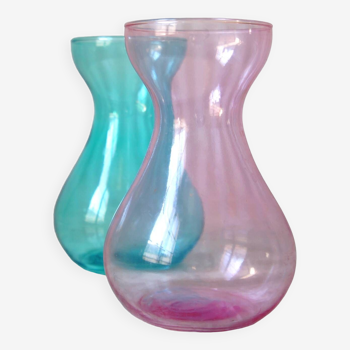 Set de 2 vases à bulbe, jacinthe en verre soufflé