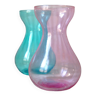 Set of 2 bulb vases, blown glass hyacinth