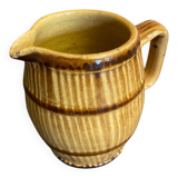 Old pichet terre de feu beige stoneware barrel shape