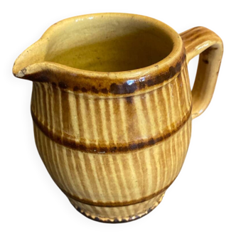 Old pichet terre de feu beige stoneware barrel shape