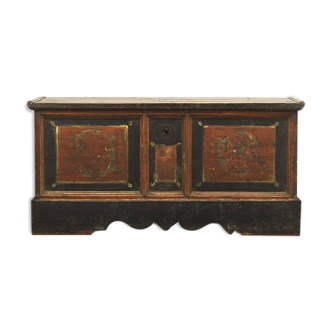 Very large painted folk art rustic farmhouse bridal chest / dresser