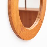 Round pine mirror by Glasmaster Markaryd, Sweden, 1970's