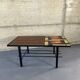 Table basse mid-century, teck, acier et pierre de lave