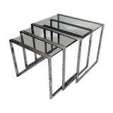 Nest tables regency style in glass and chrome