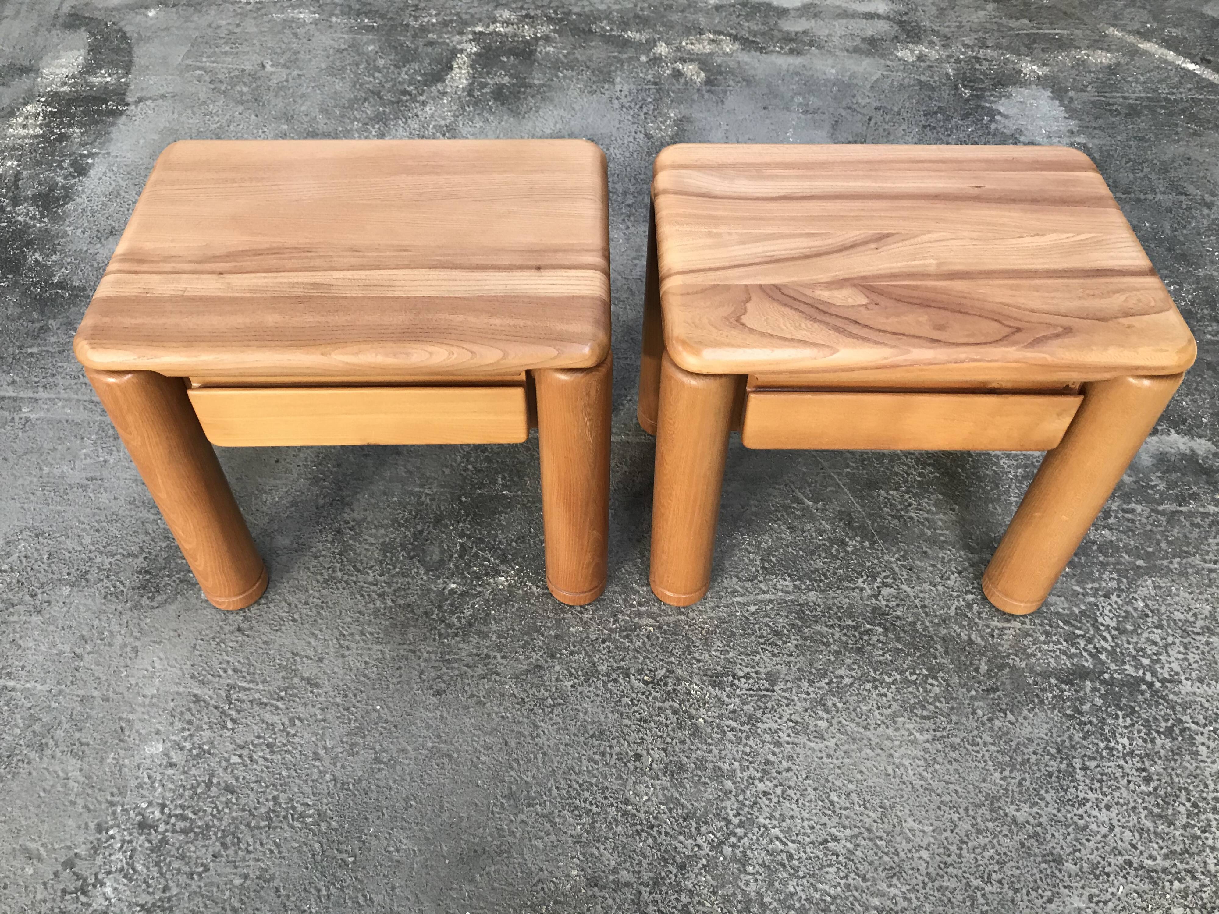 Pair of vintage elm bedsides