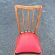 Set of five bistro chairs in wood and imitation leather, Charles Ramos Baumann style