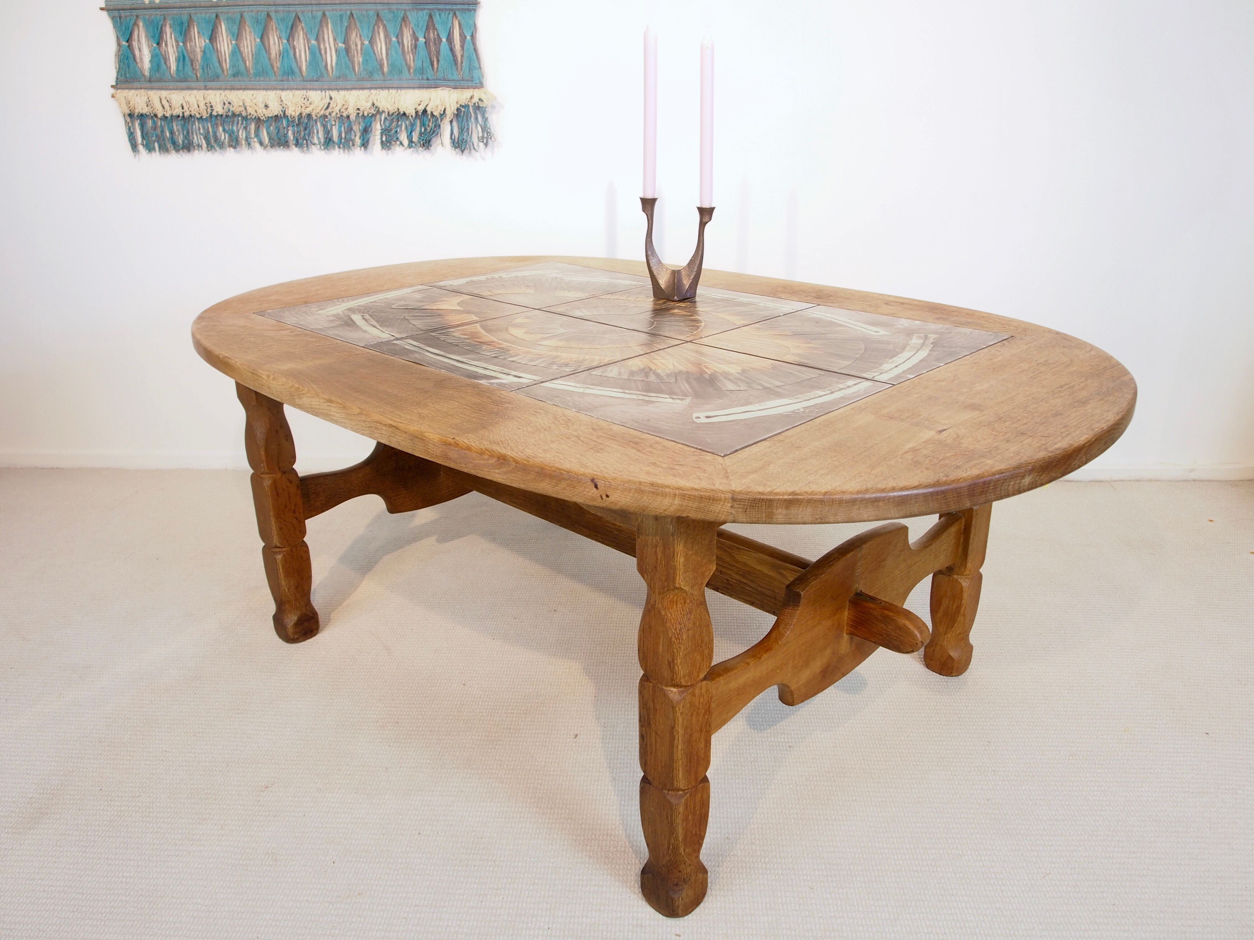 Gangso Scandinavian brutalen coffee table with Poul H. Poulsen Ceramic tiles