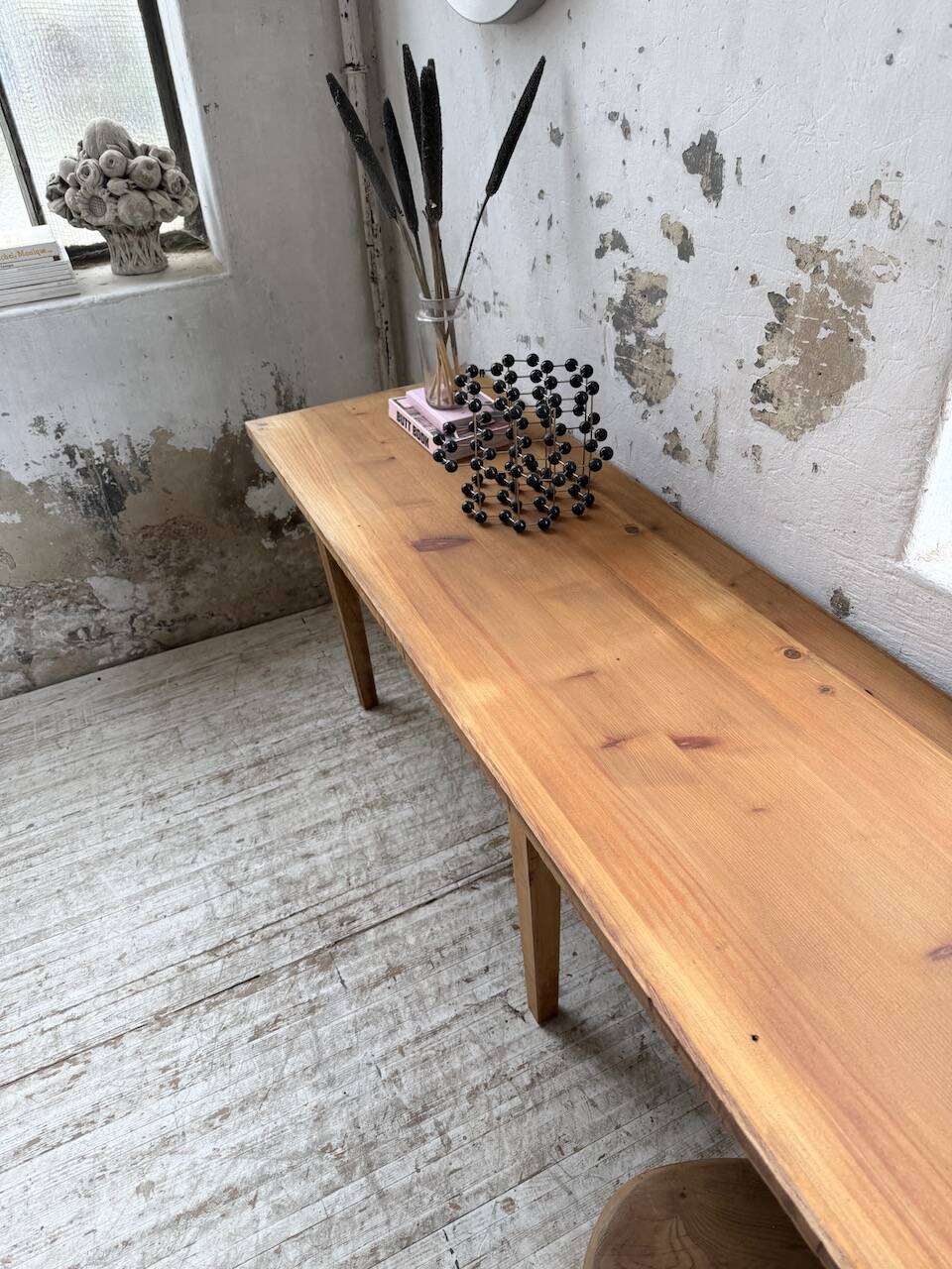 Oak and pine farmhouse console table