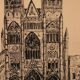 Pen drawing ink cathedral of Tours dated signed Talbot