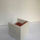 Tan Leather Cube Chair inspired by Lella & Massimo Vignelli