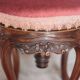 Victorian style stool, wooden and pink velvet stool, piano stool