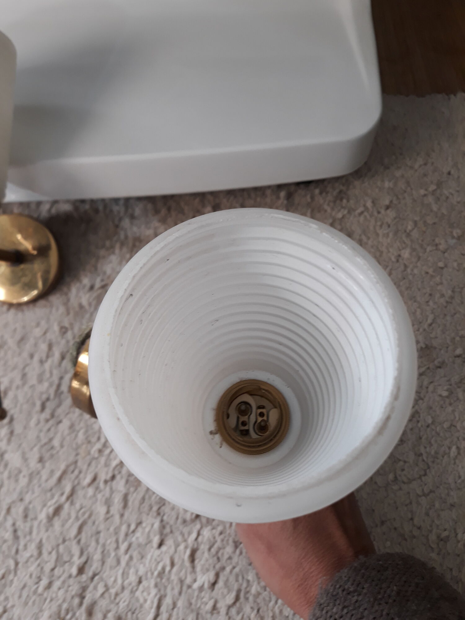 Pair of brass and opaline wall lamps from the 50/60