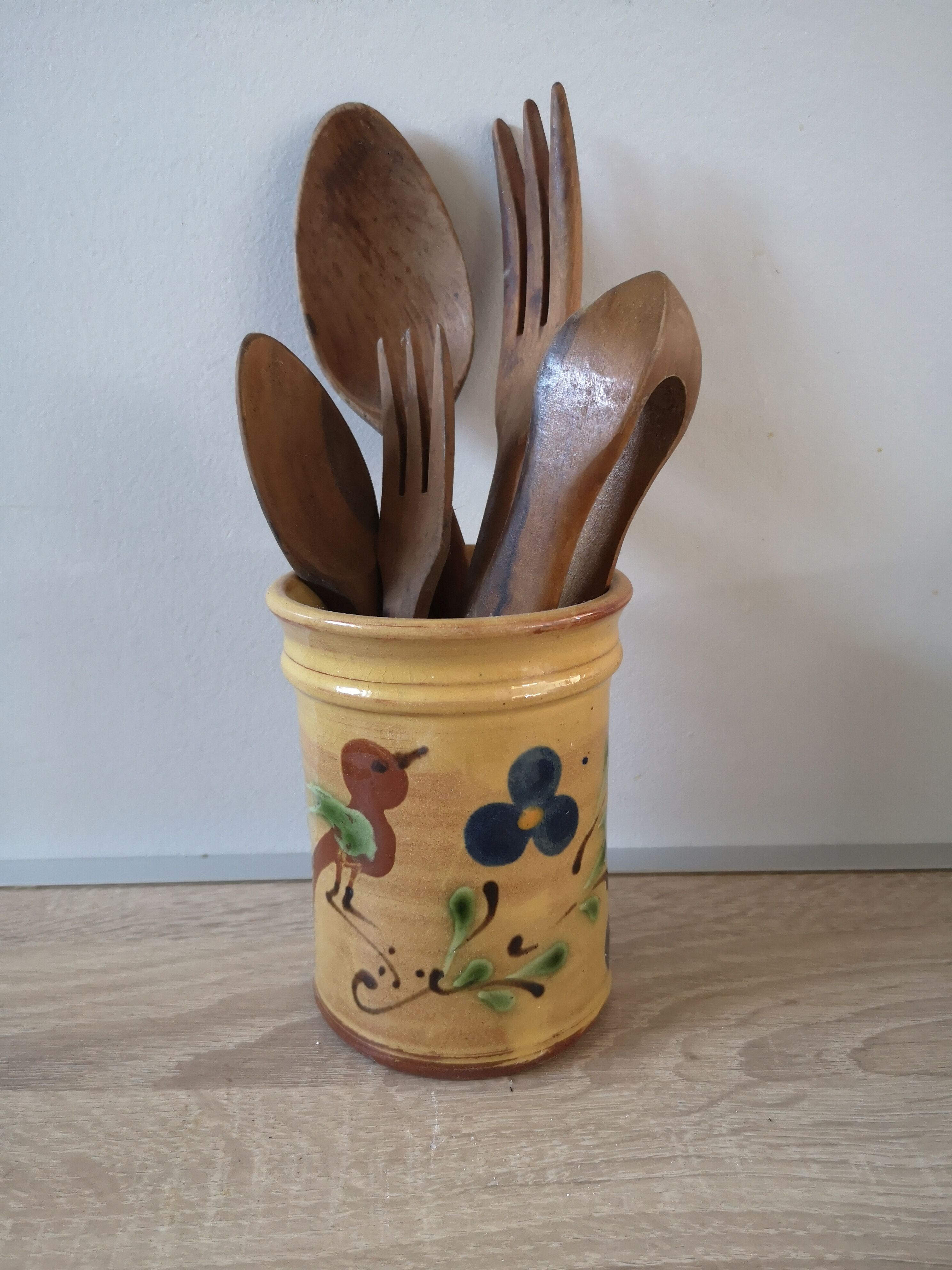 Hand-painted utensil pot