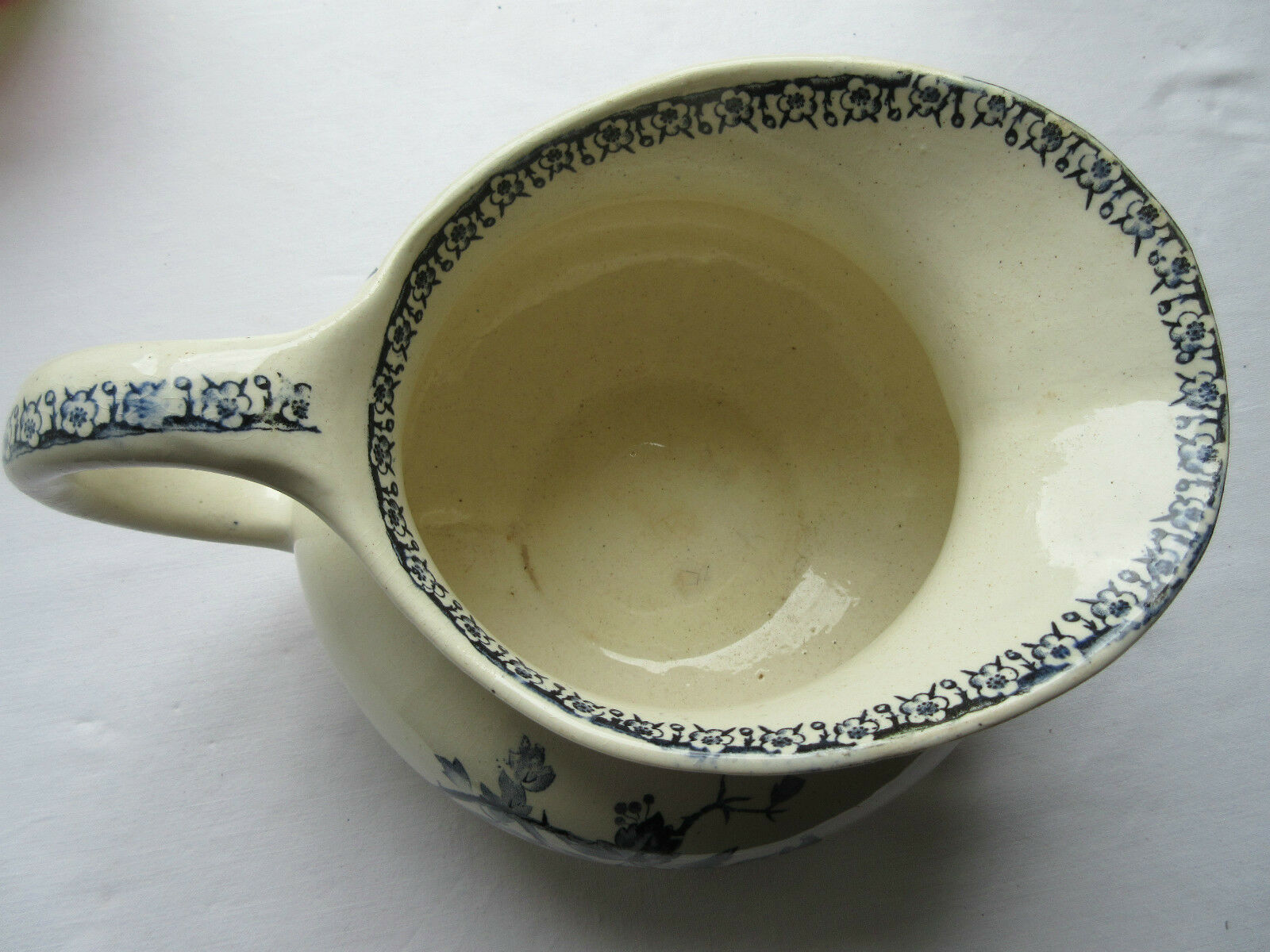 Superb toilet broc "joufflu" signed Gien blue-grey model: the hawthorns