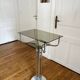 Console, guéridon en métal, marbre et verre fumé, 1980