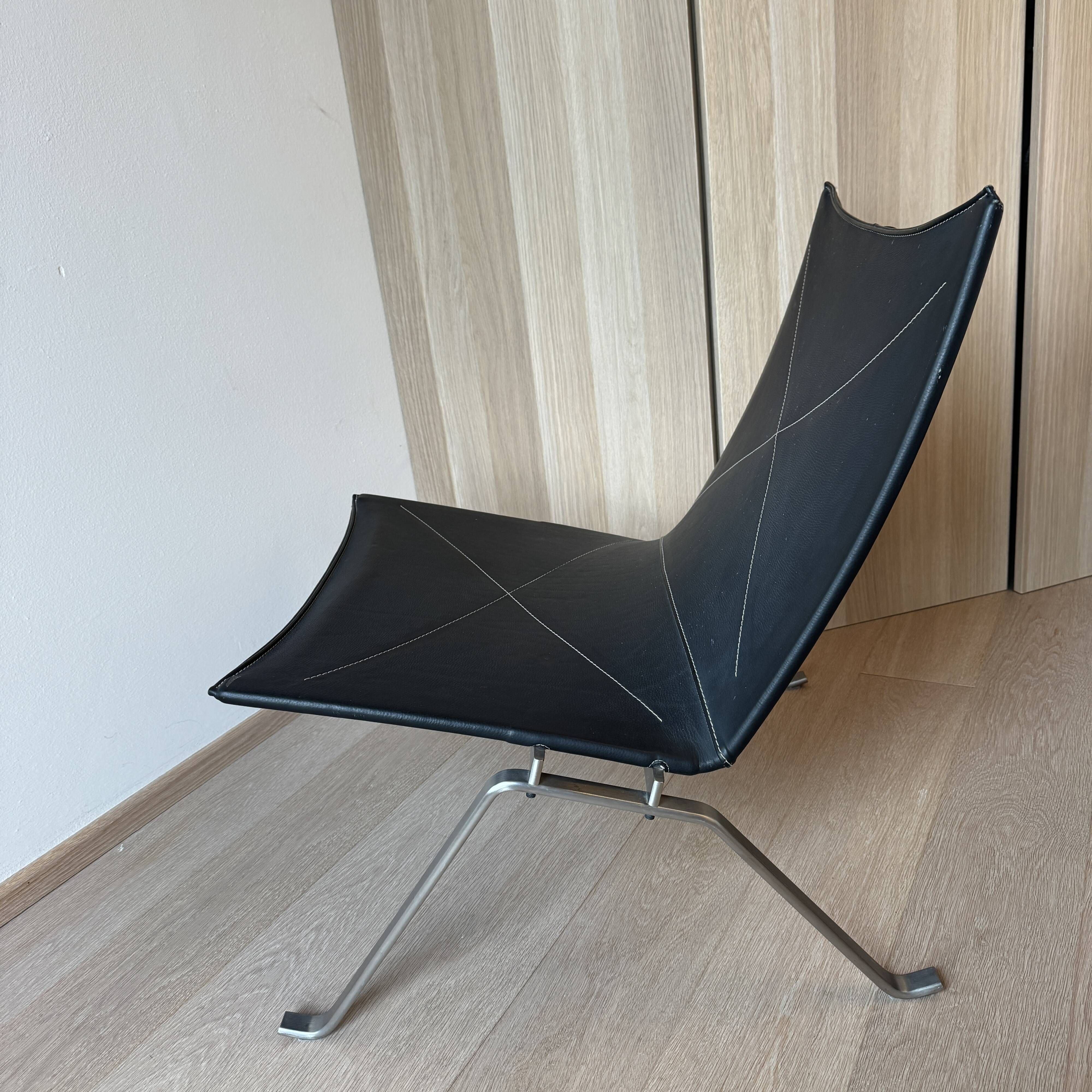 PK22 Lounge Chair by Poul Kjærholm for Fritz Hansen, Black Leather, 2007