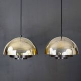 Pendant light “Milieu” Golden Line 24-carat-gold-plated. By Jo Hammerborg for Fog & Mørup. Denmark 1