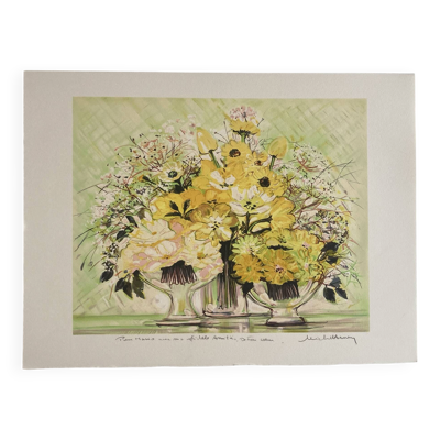 Lithographie dédicacée et signée Michel Henry - Les Bouquets Jaunes il