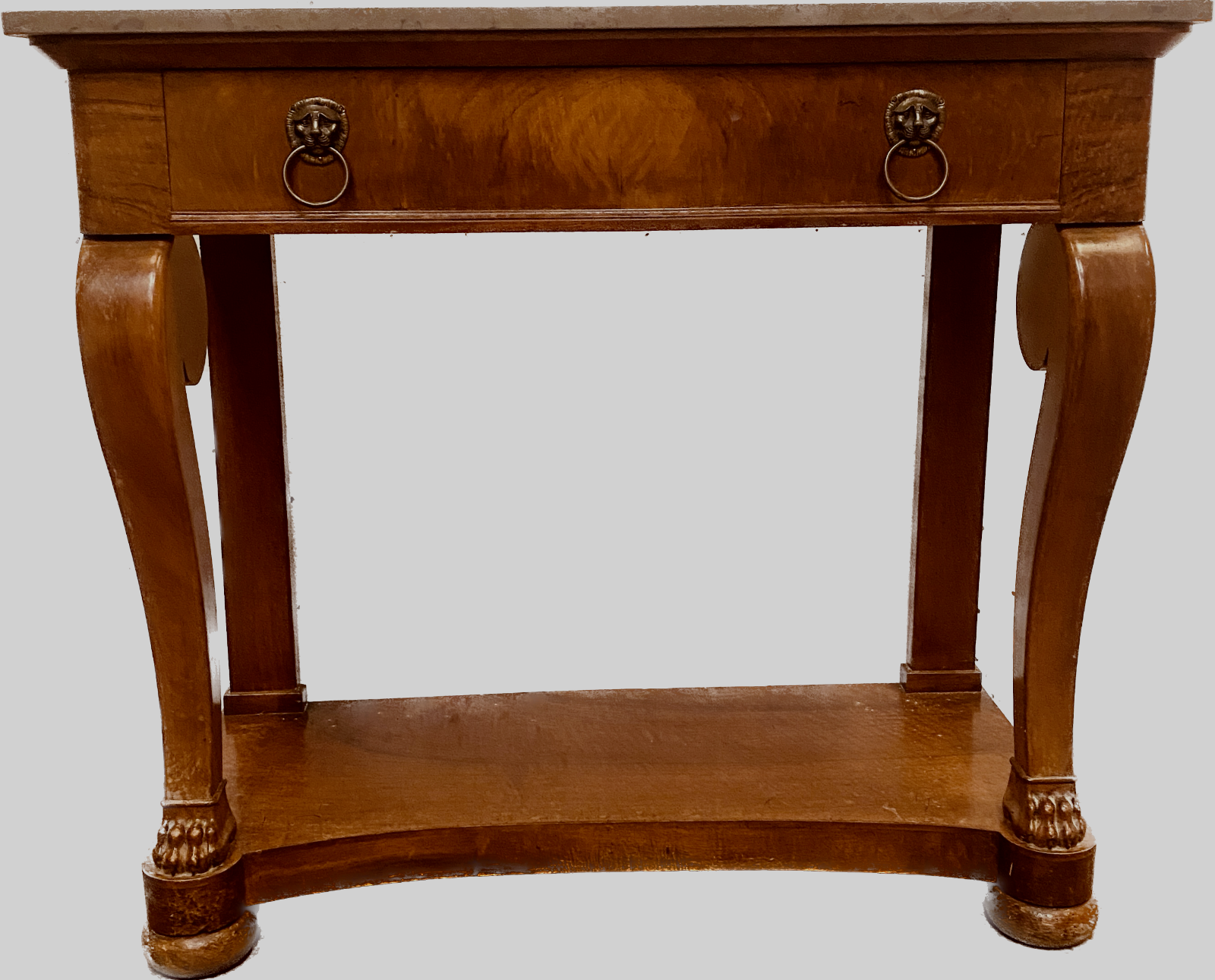 Empire console in walnut and marble top XIX century