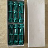 6 vintage green earthenware knife holders 50 bamboo shape