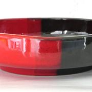 Vintage Italy red orange black ceramic ashtray 1970 Bitossi for Raymor
