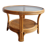 Table basse rotin et verre