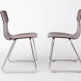2 of 8 Vintage Casala Stackable Chairs, Germany 1970s, Plywood & Chrome