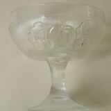 Vintage footed dessert bowls in molded glass - fruit motifs