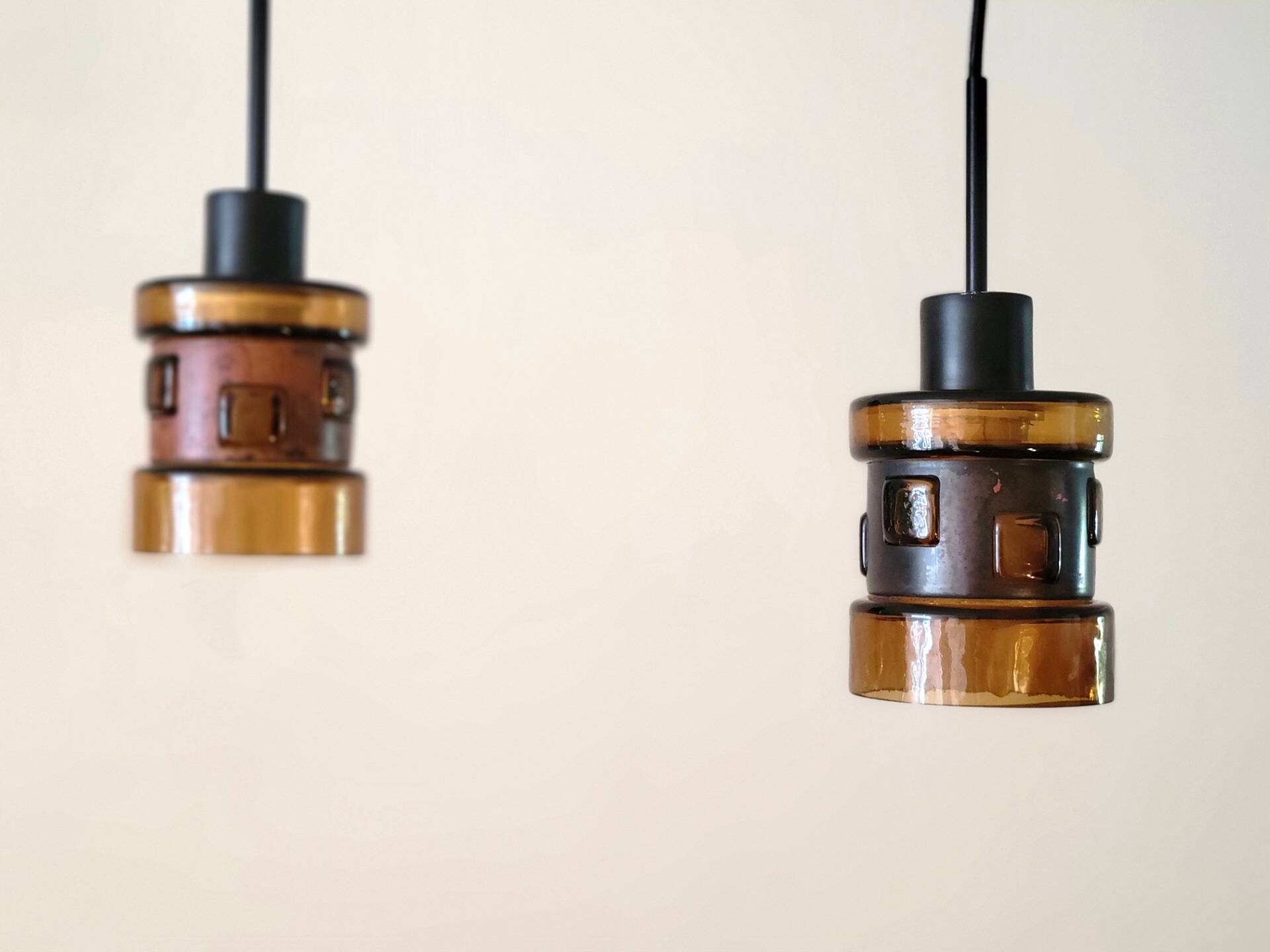 Set of 2 pendant lamps by Victor Bernt for Flygsfors, Sweden, 1960