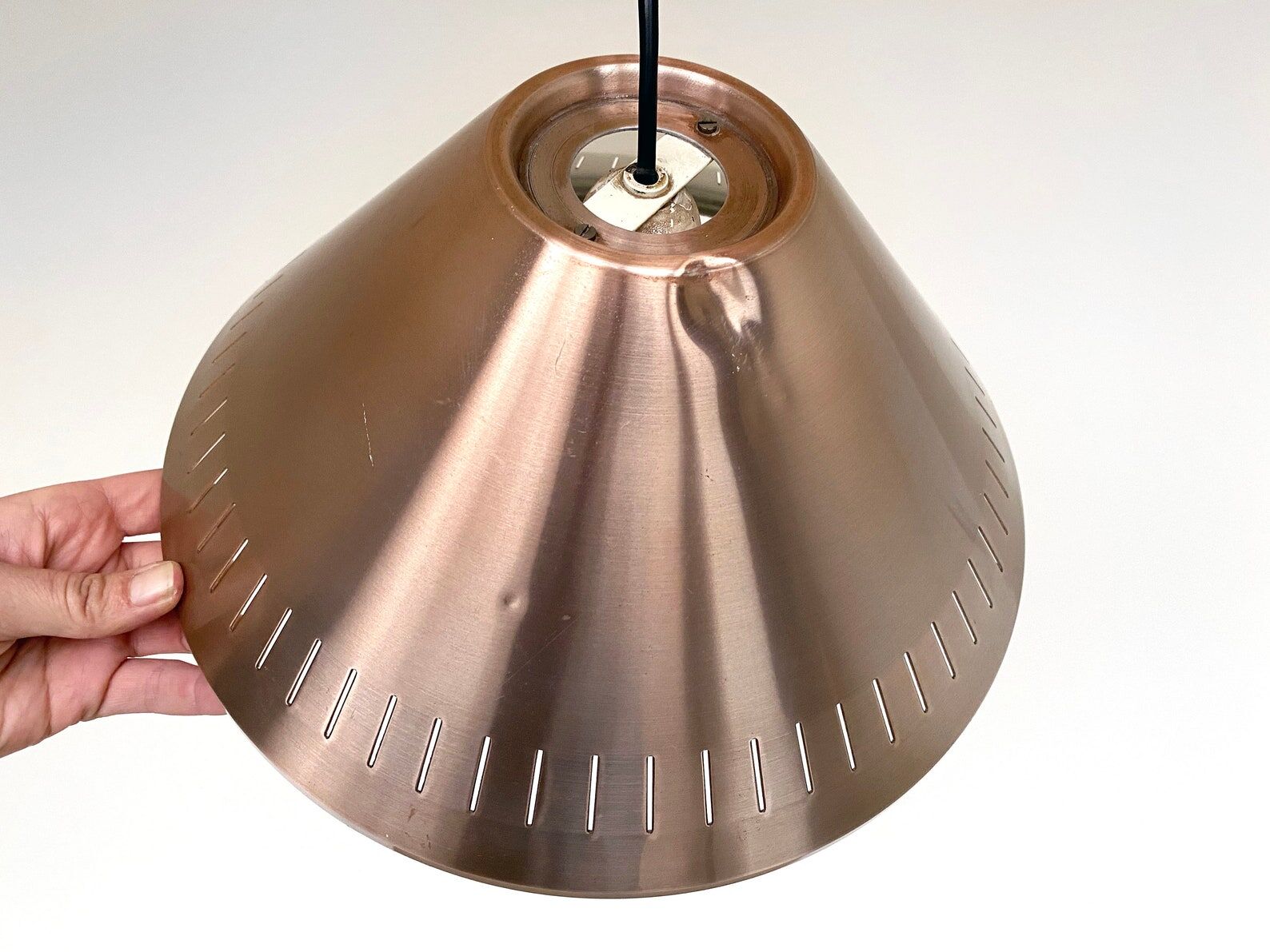 Vintage red Copper aluminium Perforated Hanging Lamp / Pendant