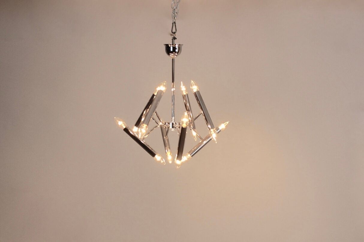 Geometrical chrome chandelier by Boulanger