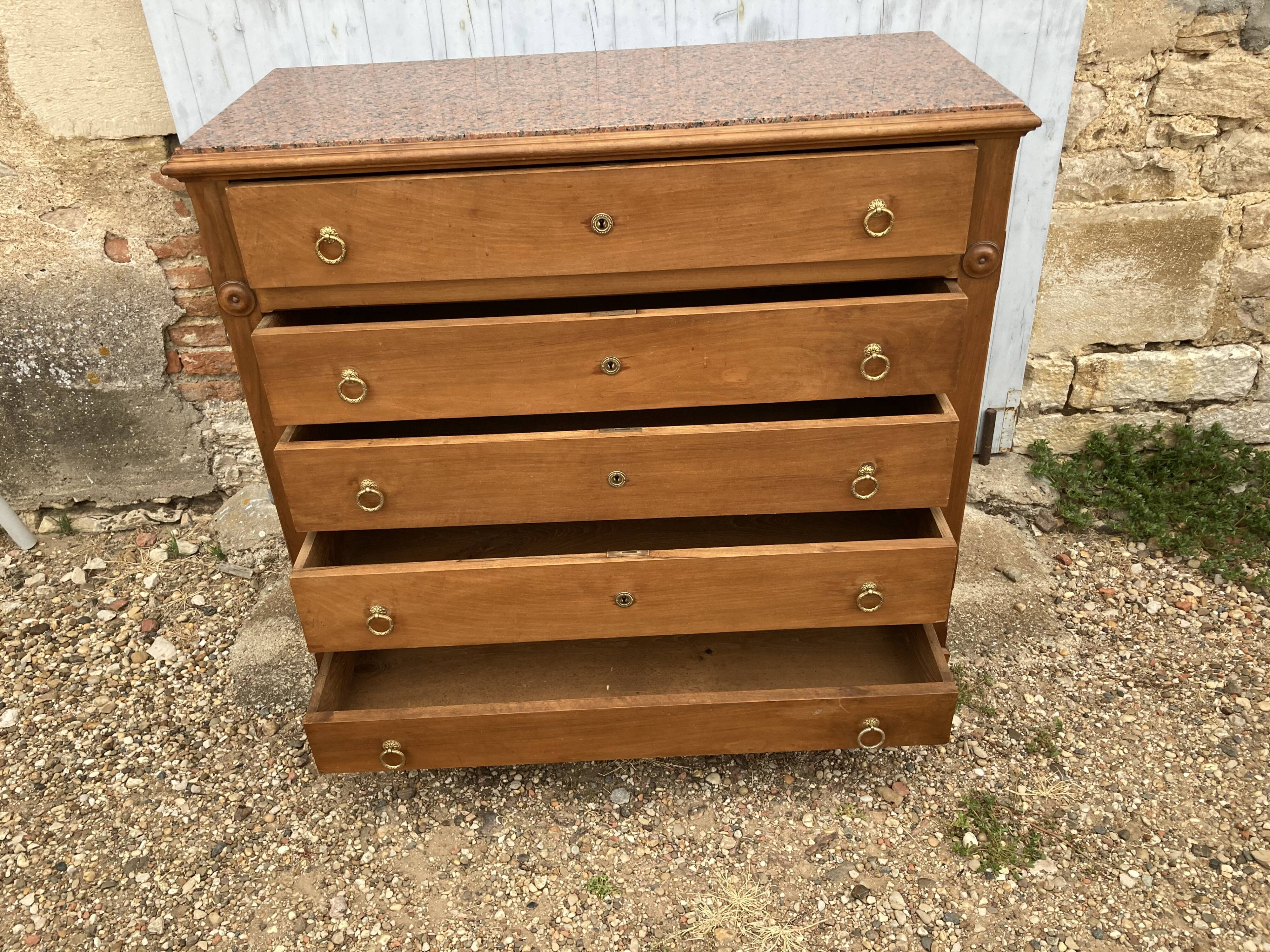 Walnut Louis XVI Style chest of drawers