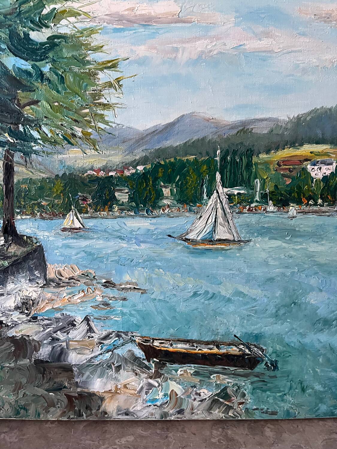 Sailboats on the lake, knife technique