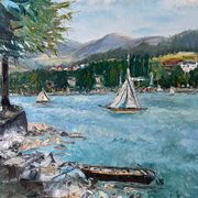 Sailboats on the lake, knife technique
