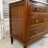 Louis XVI style chest of drawers in mahogany and walnut