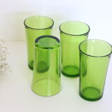 Set of 4 vintage green Duralex water glasses
