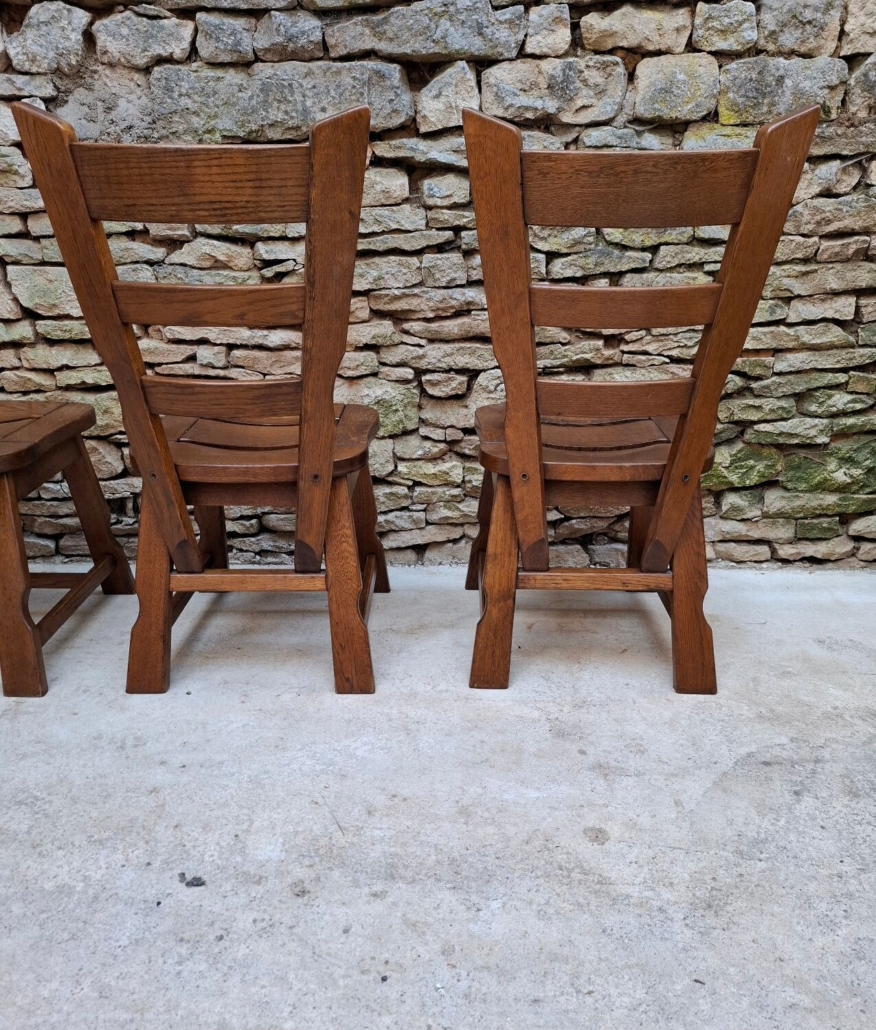 Brutalist oak chairs