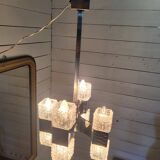 Chrome and glass pendant chandelier by Sciolari, Italy, 1960s