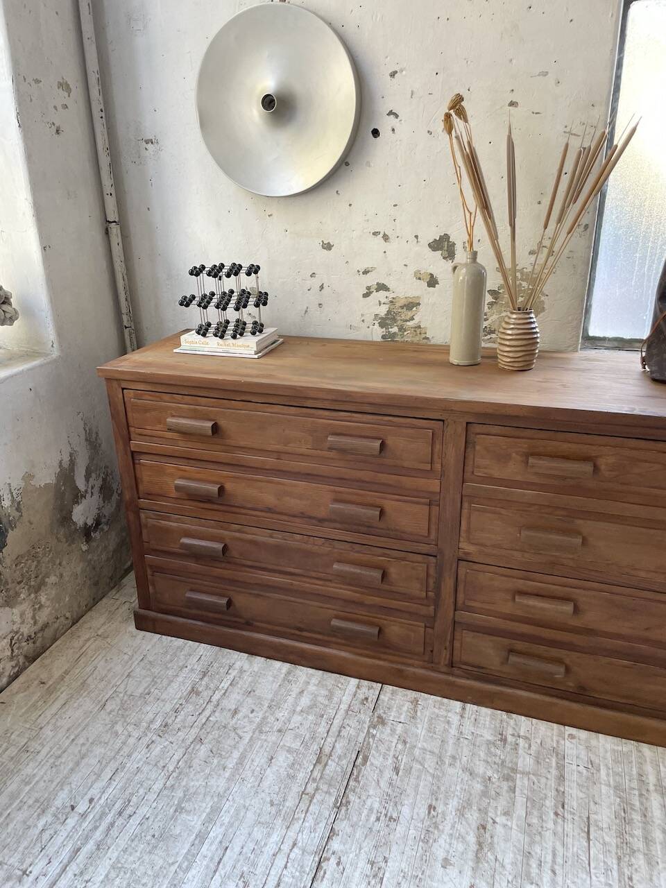 50s pitch pine haberdashery cabinet