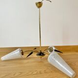1960s tulip and spike chandelier with 3 lights